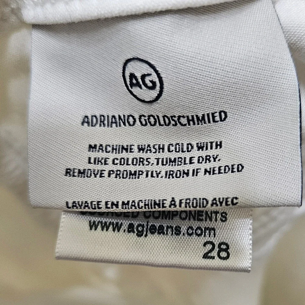 AG Adriano Goldschmied Prima Crop Cigarette Jeans White‎ Size 28